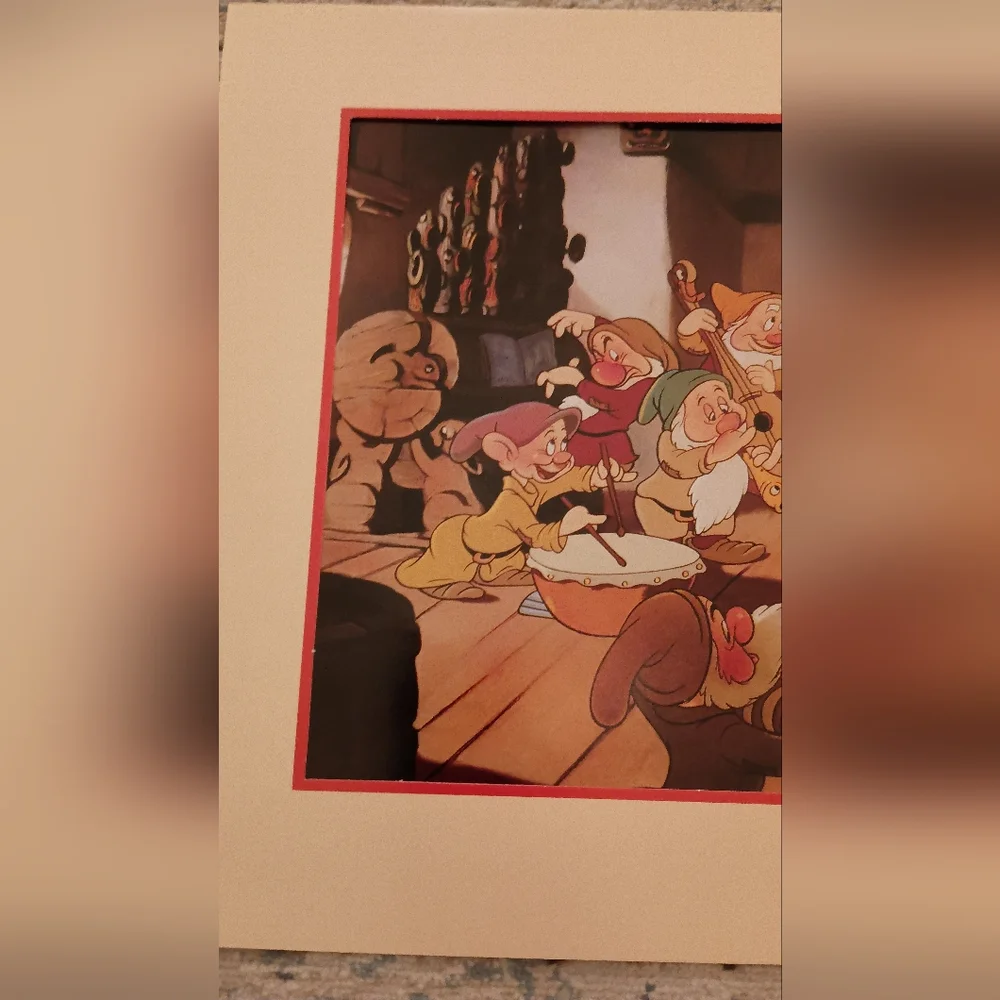 Snow White and the Seven Dwarfs Vtg Commemorative Lithograph